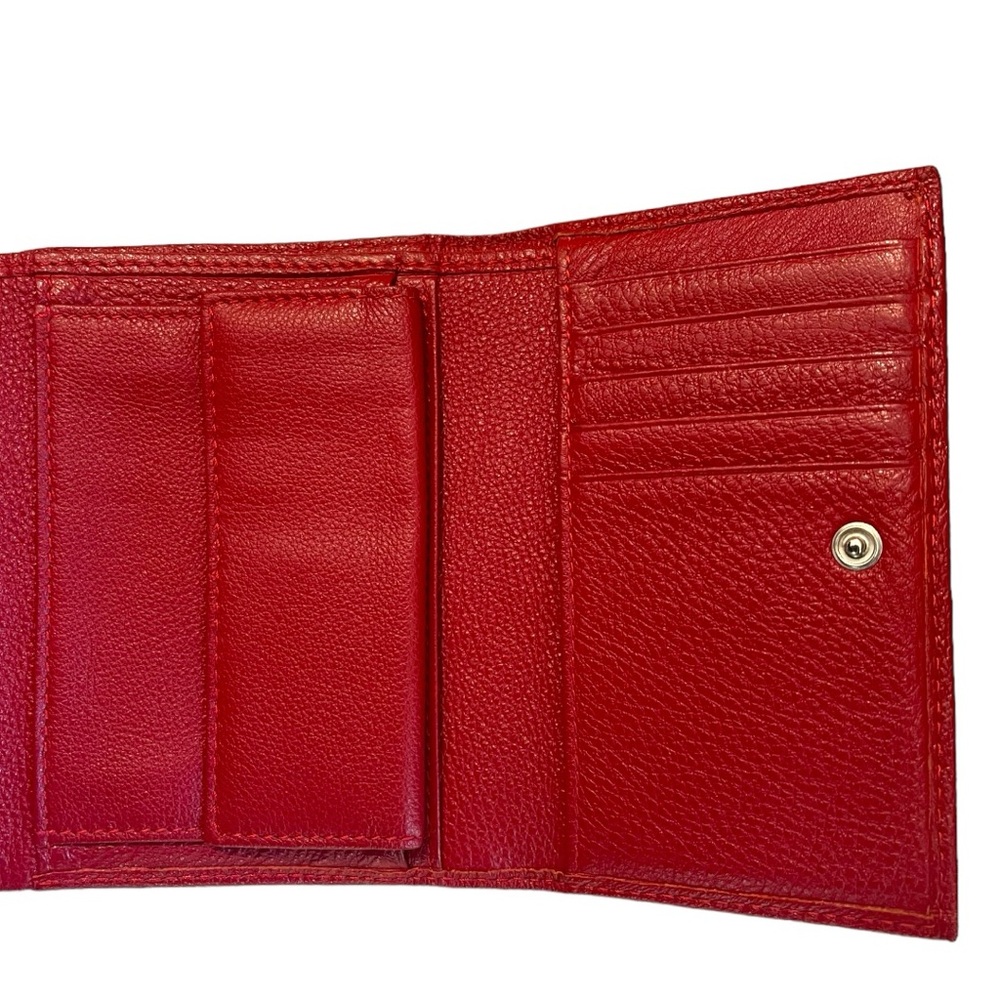 Corti Milano Red Leather Compact Trifold Card & Coin Leather Wallet ~Milan Italy - Picture 6 of 13